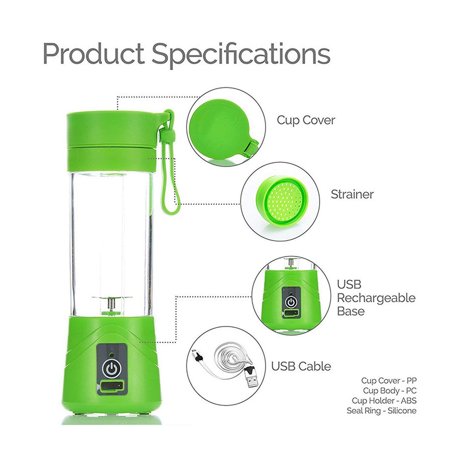 USB Rechargeable 6-Blade Portable Electric Juicer Blender
