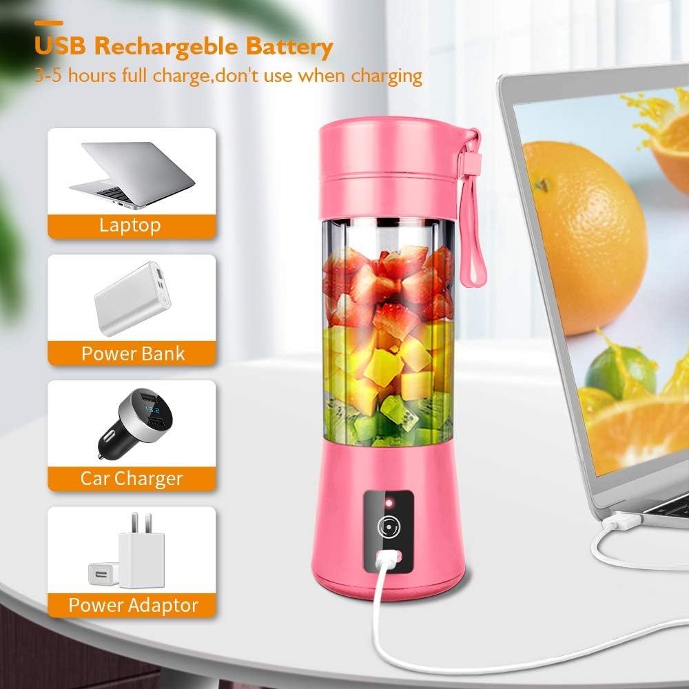 USB Rechargeable 6-Blade Portable Electric Juicer Blender