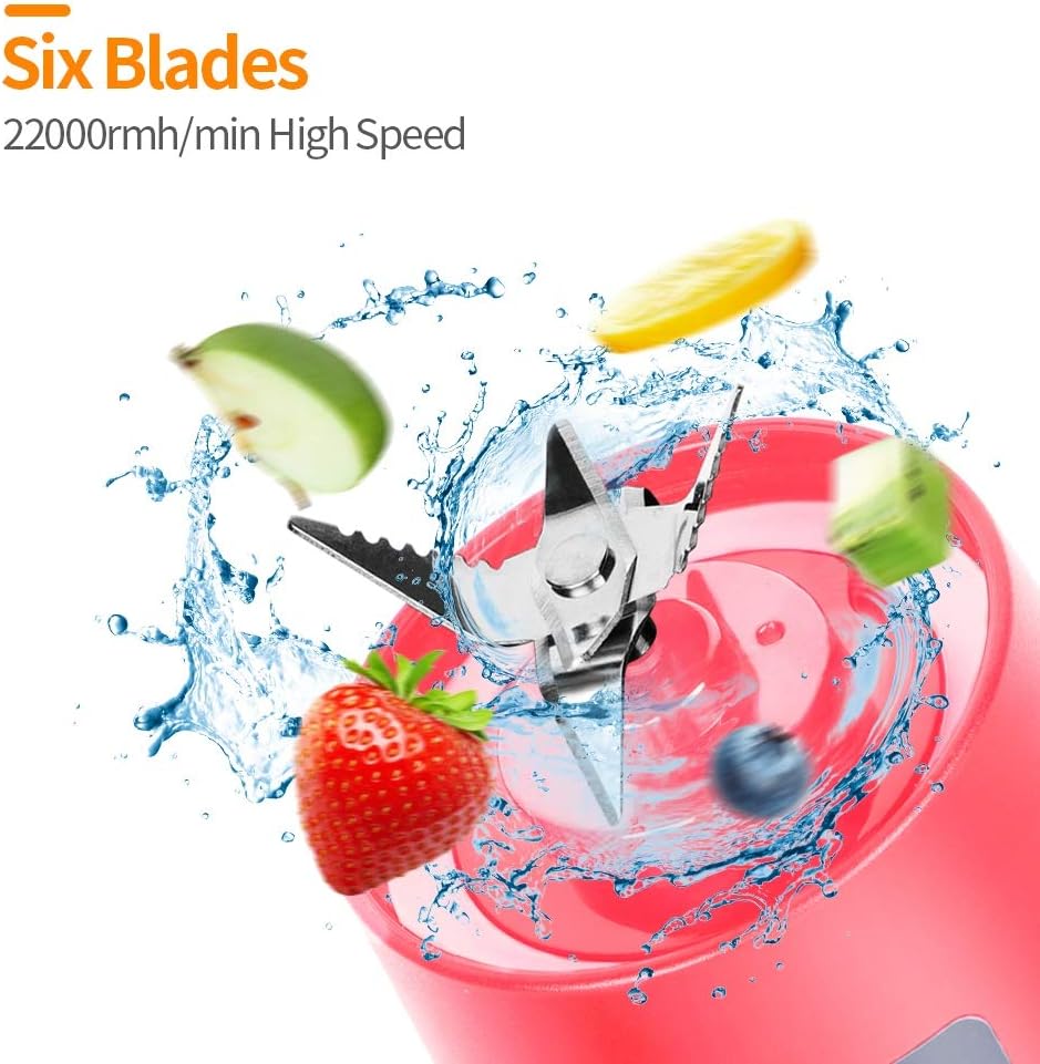 USB Rechargeable 6-Blade Portable Electric Juicer Blender